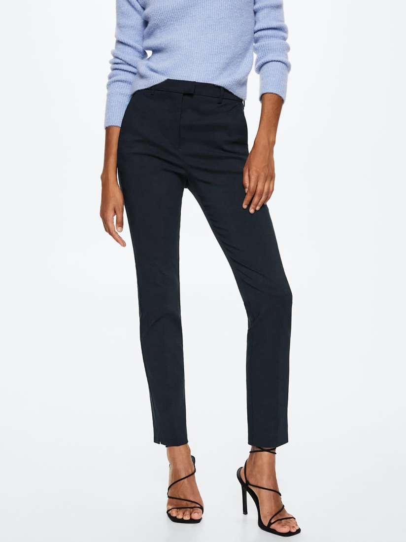 Buy MANGO Women Navy Blue Skinny Fit RegularTrousers Trousers for Women 19998526 Myntra