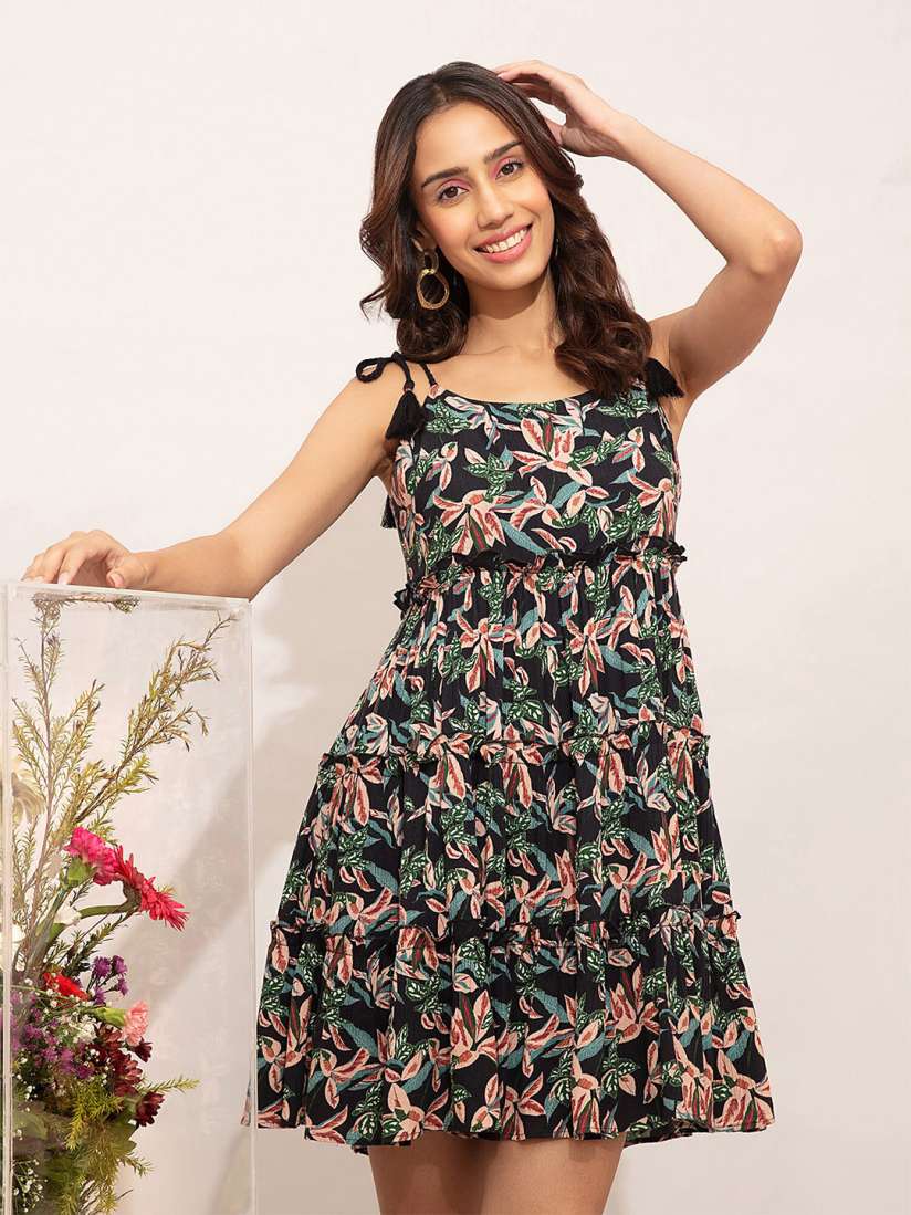 Buy 20Dresses Tiered Braided Tie up Short Dress Floral Dress Dresses for Women 19999676 Myntra