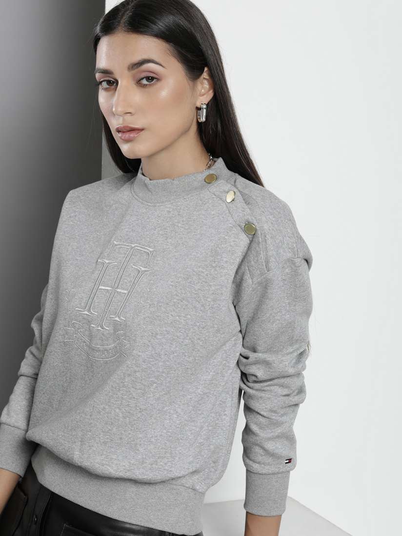 Womens grey tommy hilfiger sweatshirt clearance