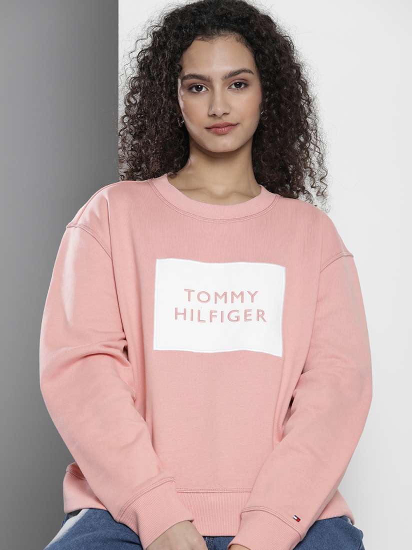 Tommy hilfiger pink sweatshirt womens on sale