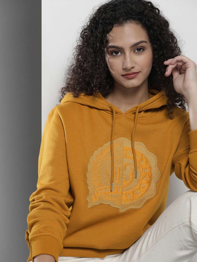 Mustard yellow tommy hilfiger sweatshirt cheap