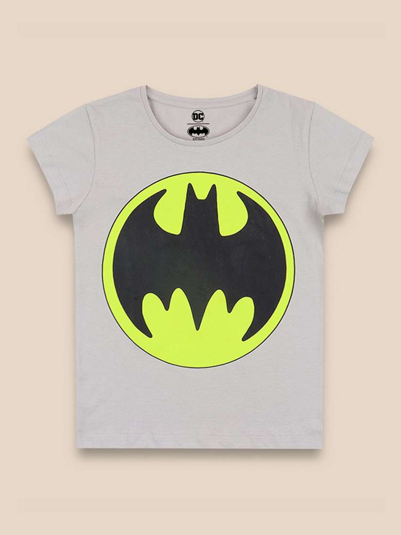 Buy Kids Ville Girls Grey Black Batgirl Printed Pure Cotton T shirt Tshirts for Girls 20003620 Myntra