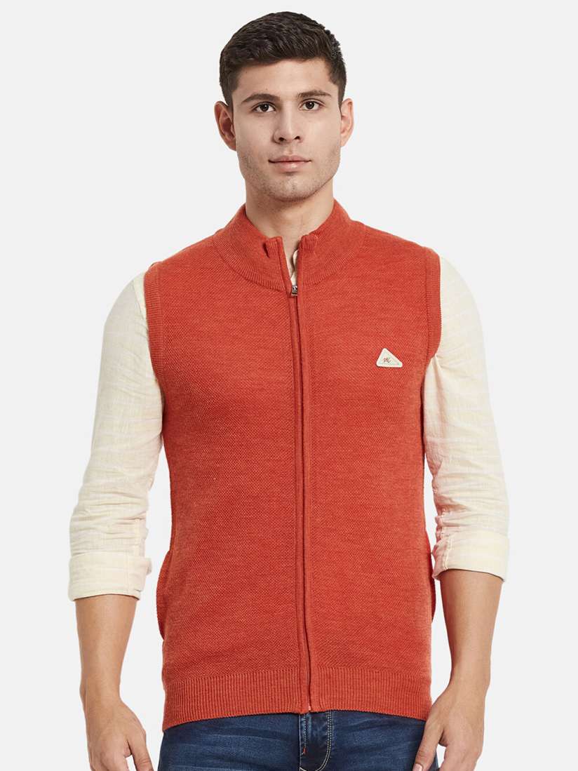 Mens orange sweater vest shop