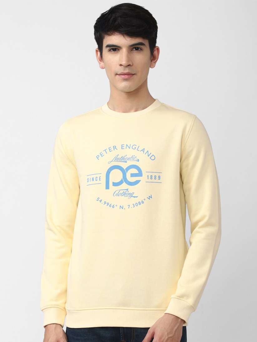 Buy Peter England Casuals Men Yellow Printed Pullover Sweatshirt Sweatshirts for Men 20012494 Myntra