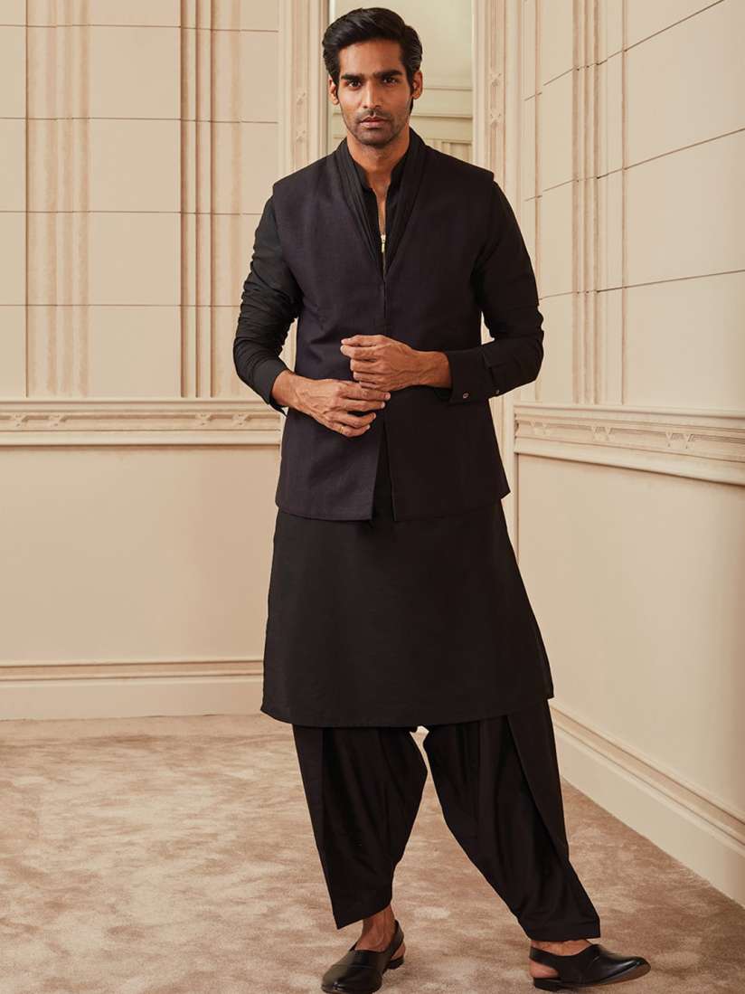 Mens black linen jacket top