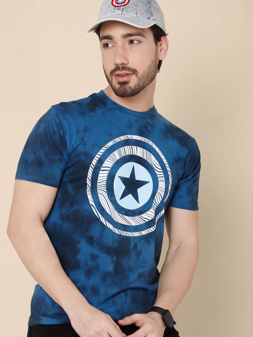 Buy Free Authority Men Blue Cotton Captain America Printed T shirt Tshirts for Men 20022768 Myntra