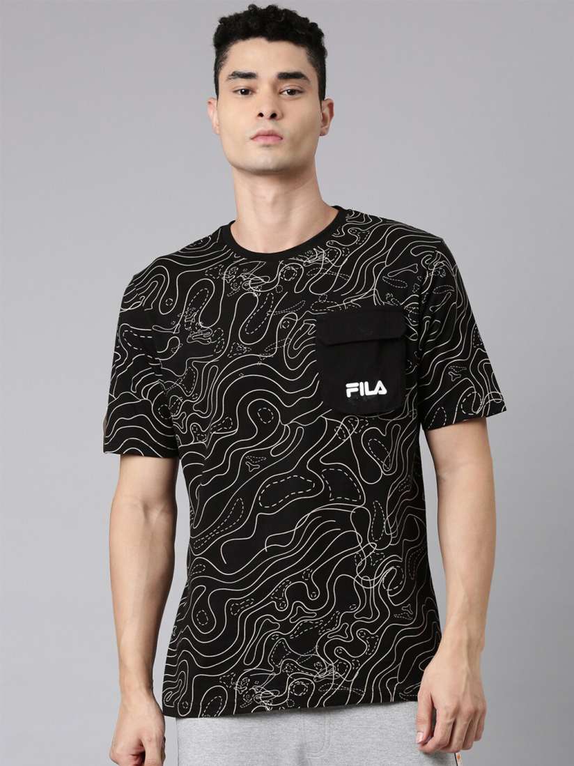 Buy FILA Men Black Printed Organic Cotton T shirt Tshirts for Men 20023066 Myntra