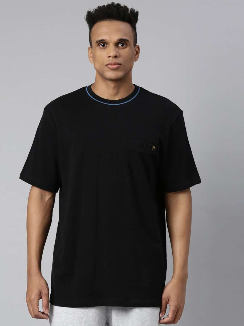 Buy FILA Men Black Organic Cotton T shirt Tshirts for Men 20023080 Myntra