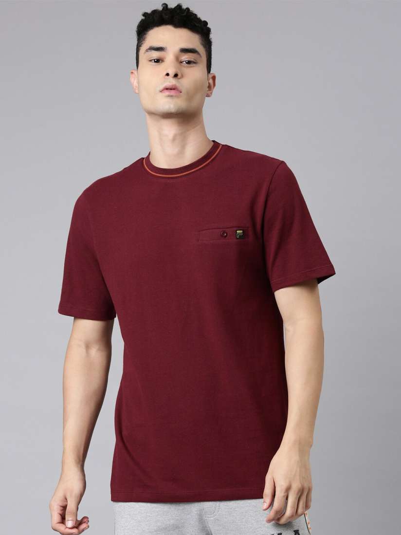 Buy FILA Men Maroon Organic Cotton T shirt Tshirts for Men 20023112 Myntra