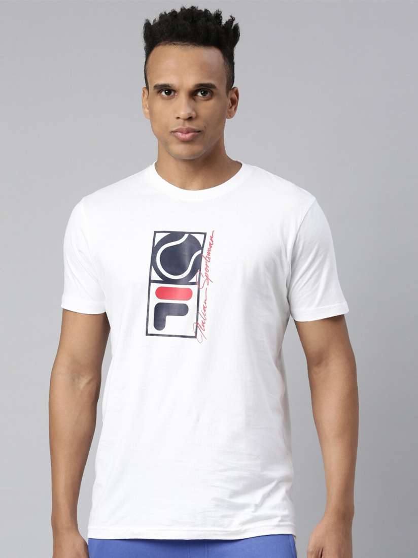 Buy FILA Men White Printed Organic Cotton T shirt Tshirts for Men 20023154 Myntra