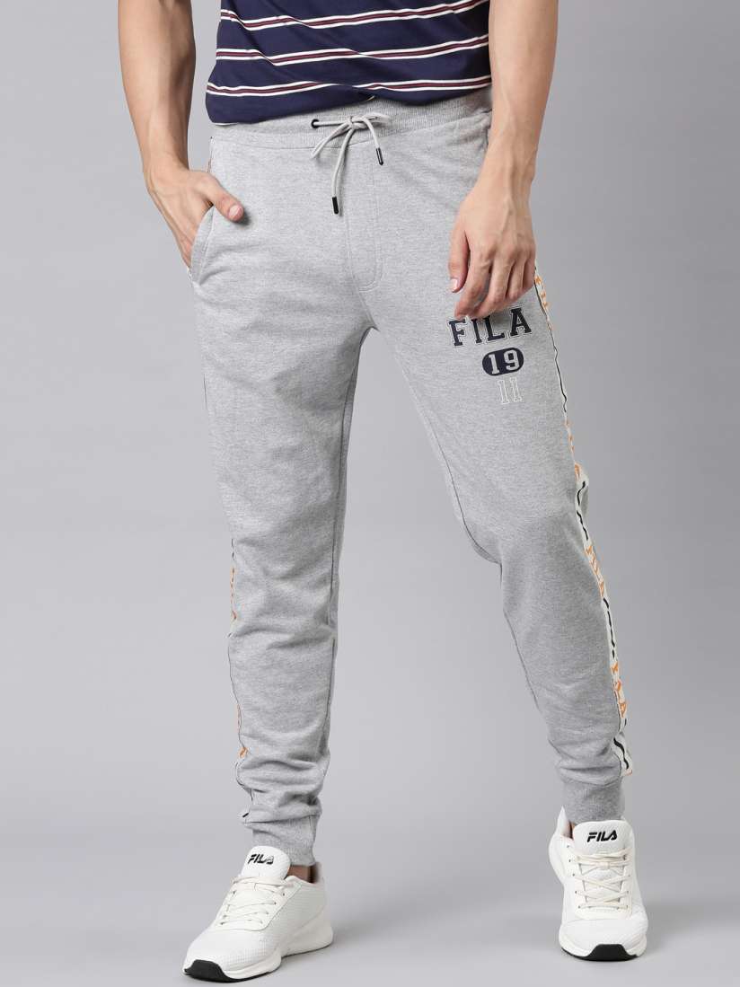 Buy FILA Men Grey Solid Cotton Drawstring Joggers Track Pants for Men 20023818 Myntra