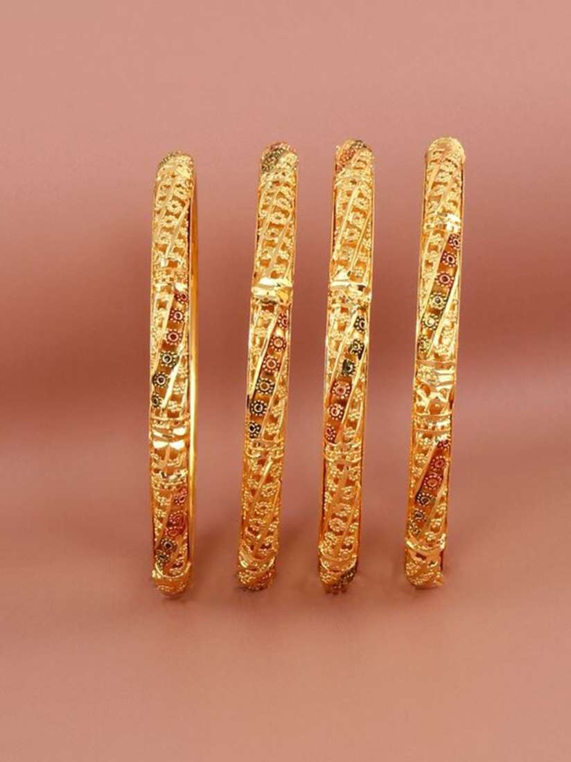 Buy LUCKY JEWELLERY Set Of 4 18K Gold Plated Bangles Bangle for Women 20027708 Myntra