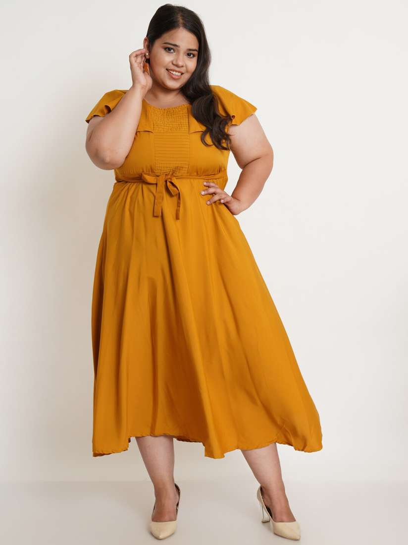 Plus size mustard dress shop