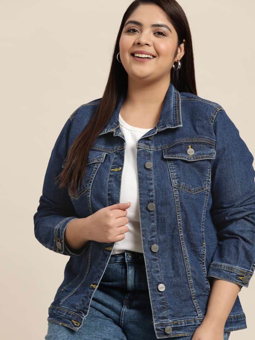 Denim jacket ladies plus size sales