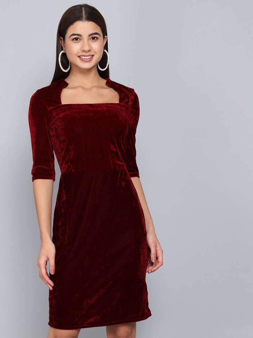 Velvet dress myntra outlet