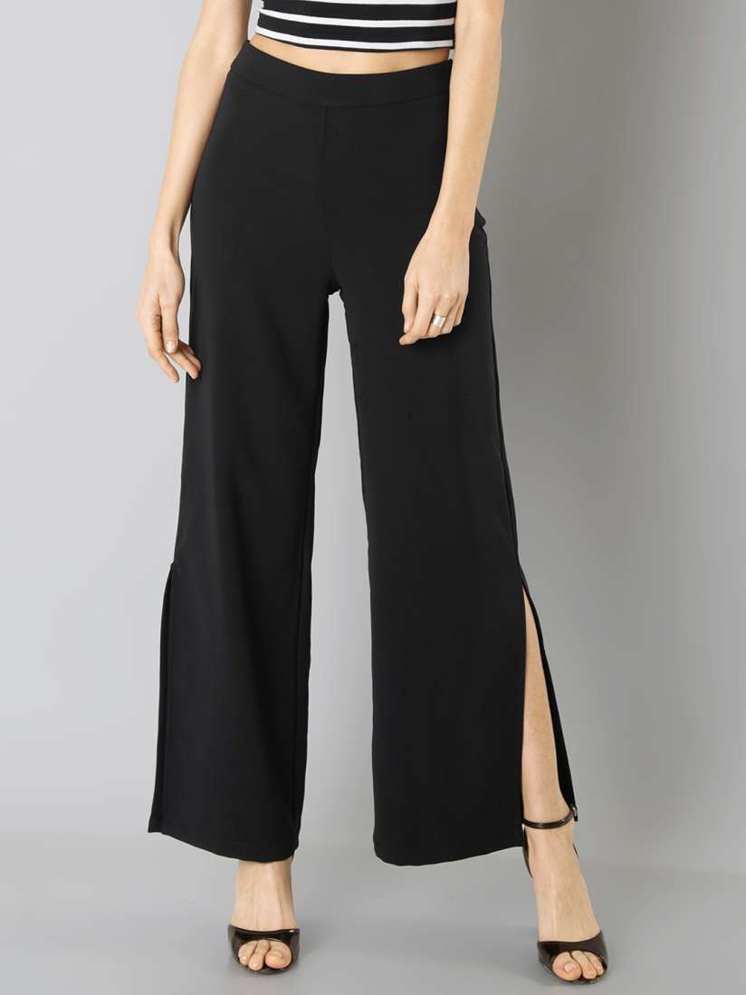 Buy FabAlley Women Black Straight Slit Palazzos Palazzos for Women 2004085 Myntra