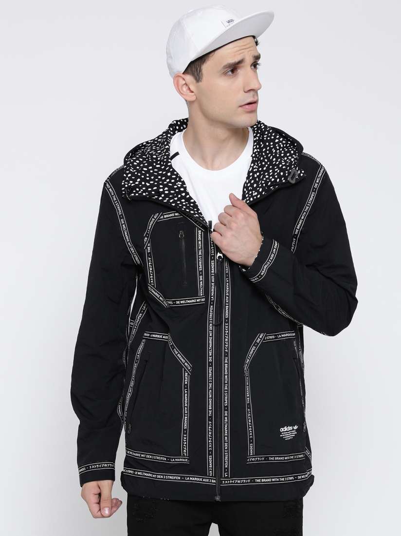 Buy ADIDAS Originals Black White NMD Field Printed Reversible Hooded Longline Jacket Jackets for Men 2004848 Myntra