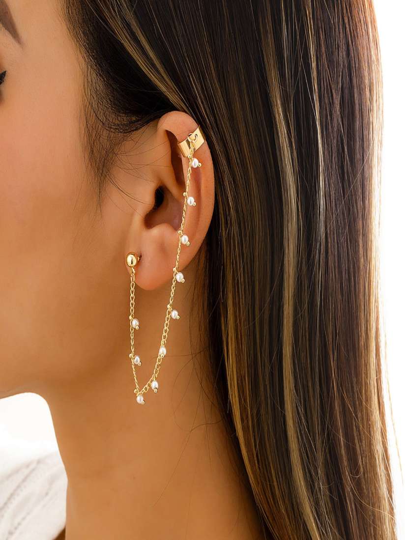Buy AQUASTREET Women White Pearl Gold Plated Contemporary Ear Cuff Earrings Earrings for Women 20049438 Myntra