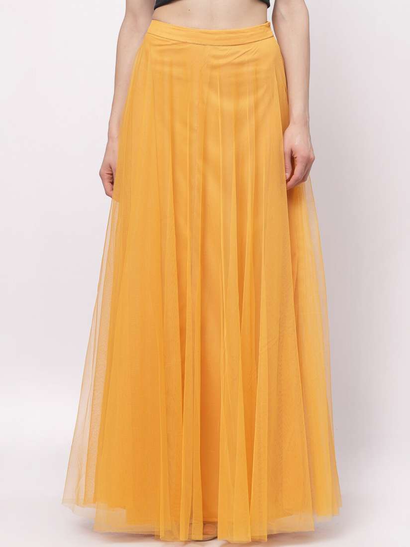 Buy Just Wow Women Yellow Solid Maxi Flared Skirt Skirts for Women 20049672 Myntra