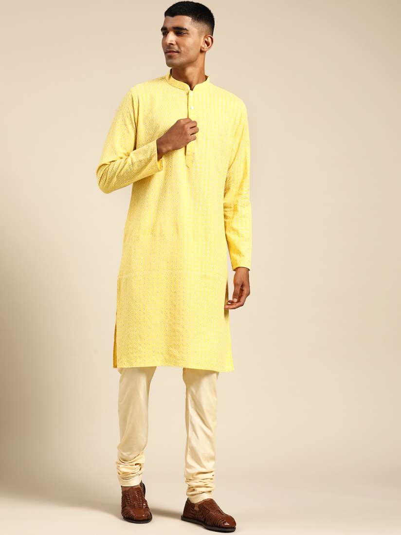 Buy KISAH Men Yellow Ethnic Motifs Printed Kurta with Dhoti Pants Kurta Sets for Men 20050688 Myntra