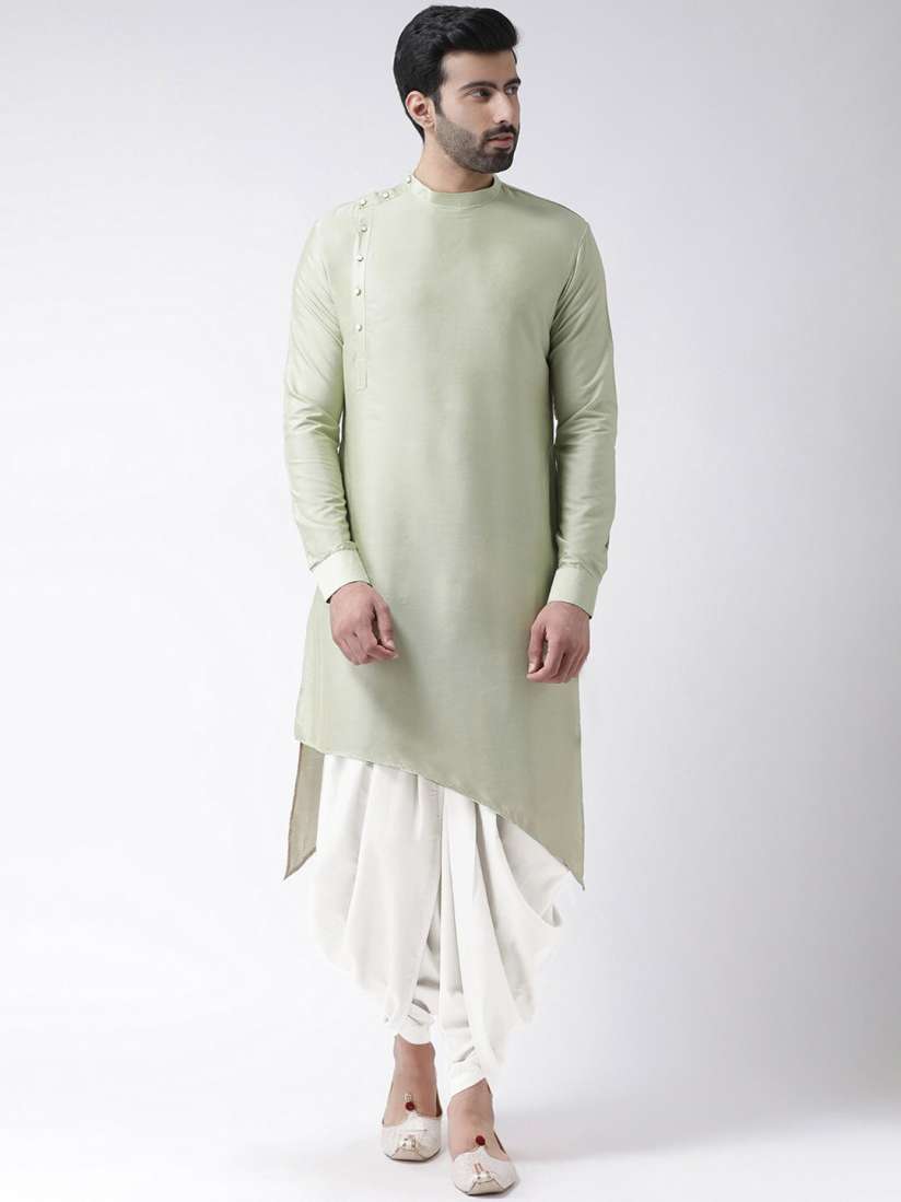 Buy KISAH Men Green Asymmetric Kurta with Dhoti Pant Set Kurta Sets for Men 20050852 Myntra