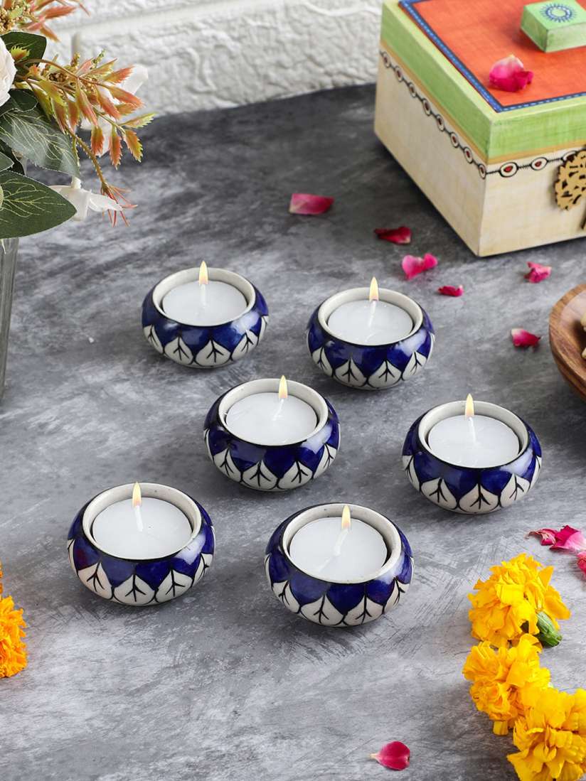 Navy tea light holders cheap