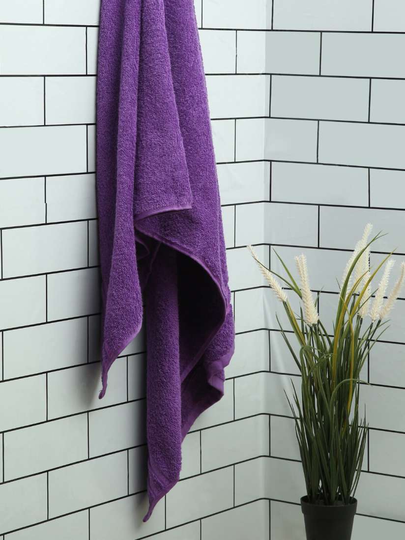Buy Welspun Violet Solid Pure Cotton 380 GSM Cotton Bath Towel Bath Towels for Unisex 20055206 Myntra