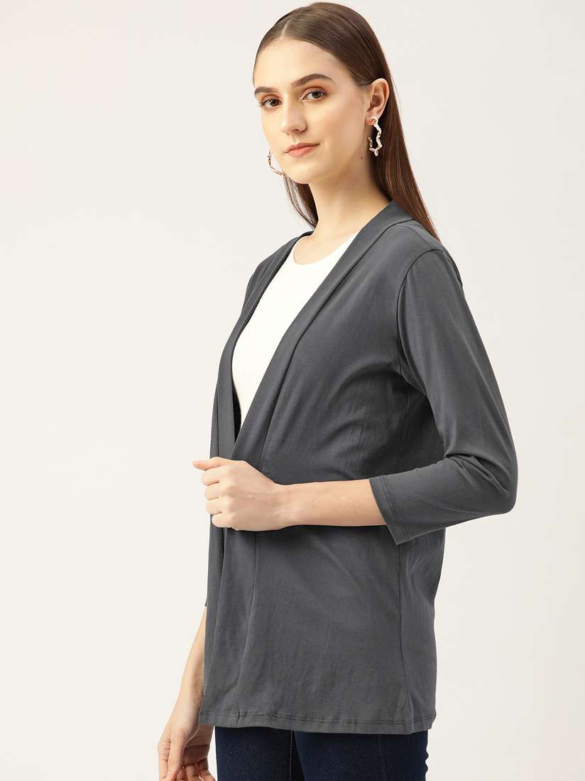 Womens Shrug Grey Shrug Cardigan Buy WISSTLER Women Charcoal Grey - Main Image