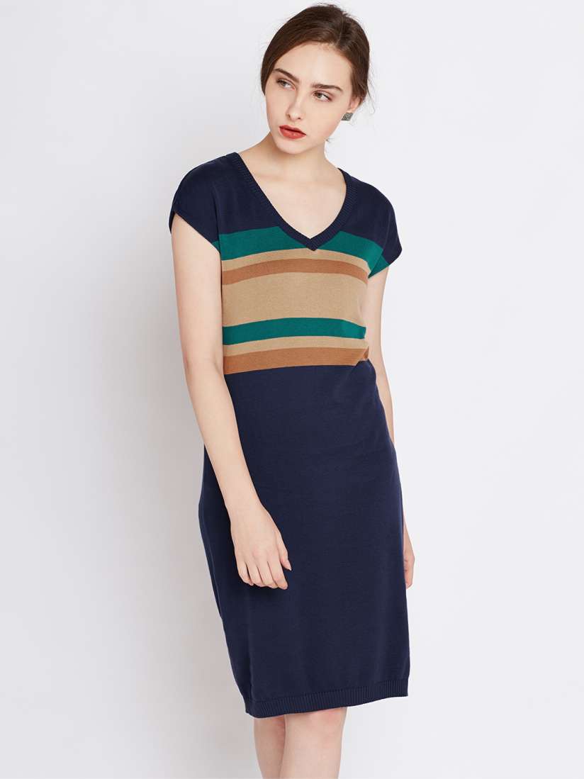 Buy United Colors of Benetton Women Navy Blue Striped Sweater Dress Dresses for Women 2006925 Myntra