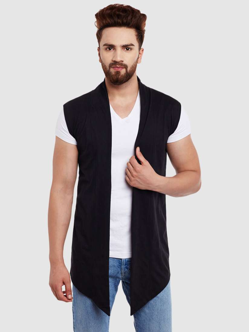 Buy CHILL WINSTON Men Black Solid Front Open Cotton Sleeveless Shrug Shrug for Men 20074960 Myntra