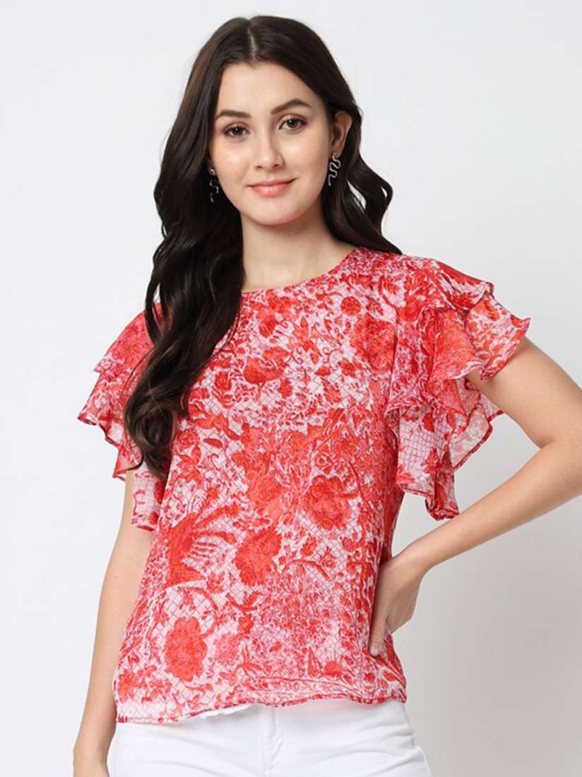 Buy CHARMGAL Red Self Design Georgette Top Tops for Women 20080902 Myntra