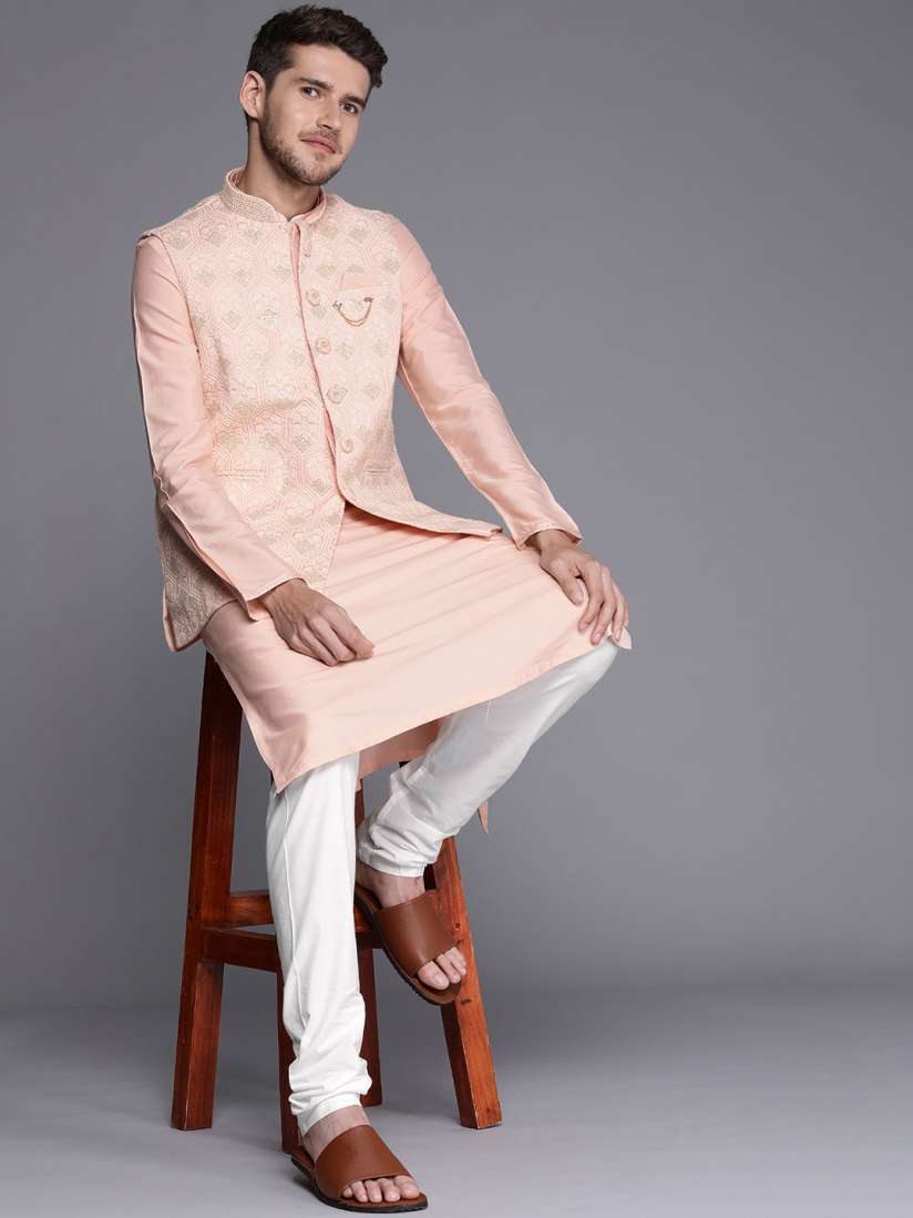 Buy Manyavar Men Yoke Design Kurta Pyjama with Nehru Jacket Kurta Sets for Men 20082988 Myntra