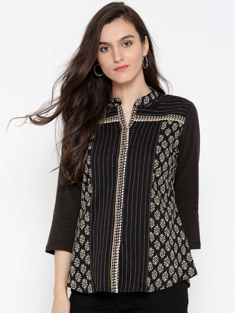 Black kurtis myntra deals