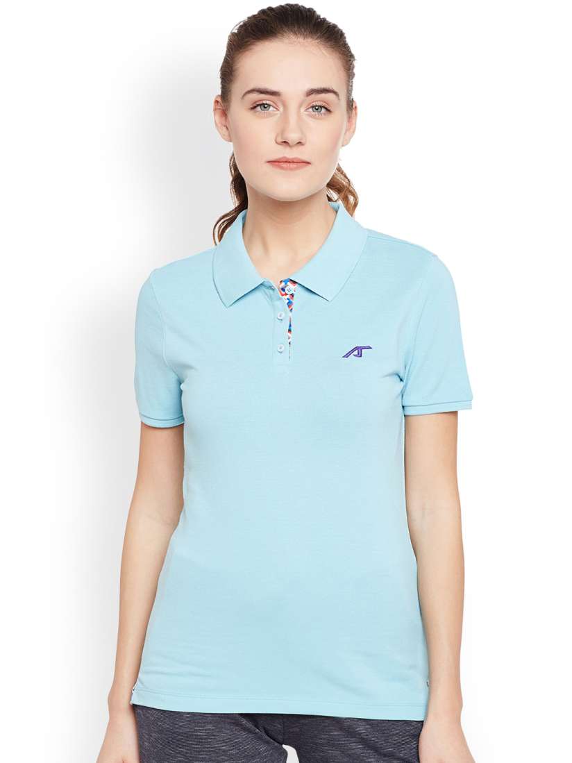 Buy Alcis Women Sea Green Solid Polo Collar T shirt Tshirts for Women 2009201 Myntra