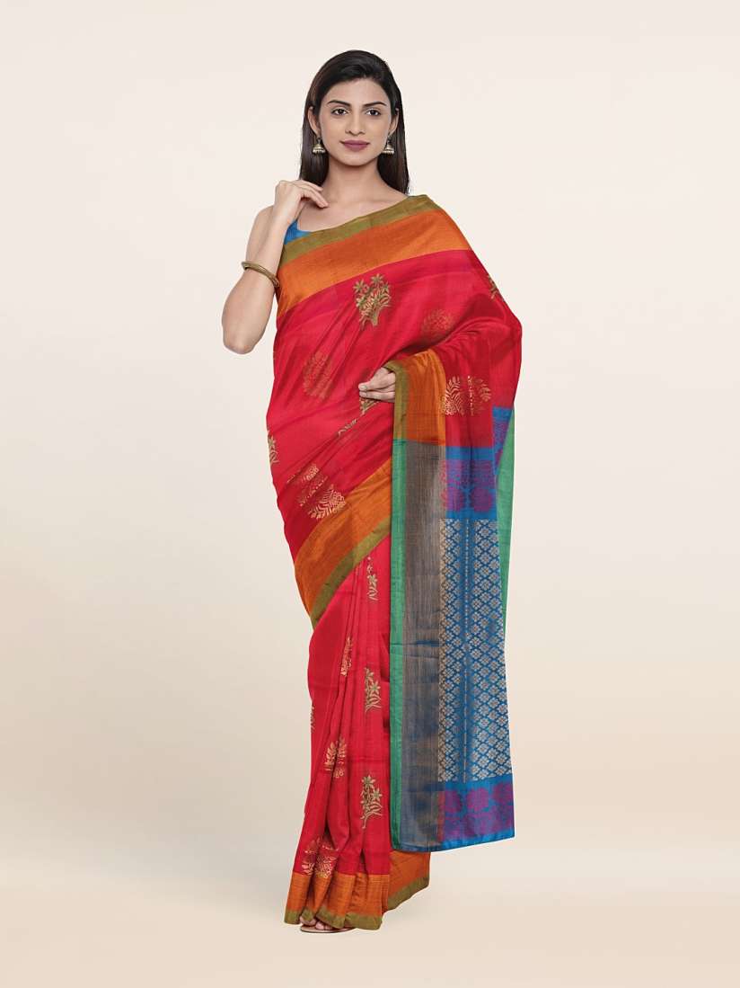 Buy Pothys Red Green Woven Design Zari Pure Silk Saree Sarees for Women 20100826 Myntra