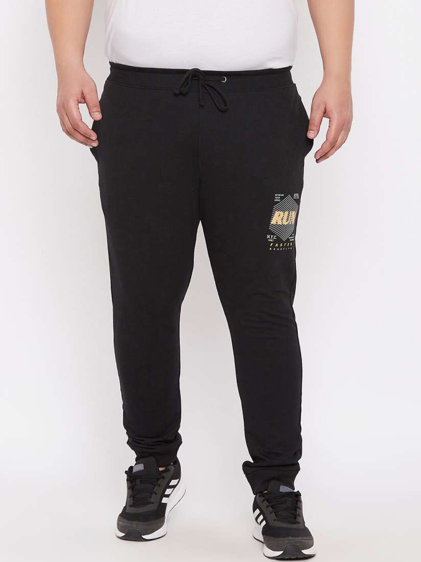 Buy ARDEUR Plus Size Men Black Solid Cotton Track Pants Track Pants for Men 20104310 Myntra