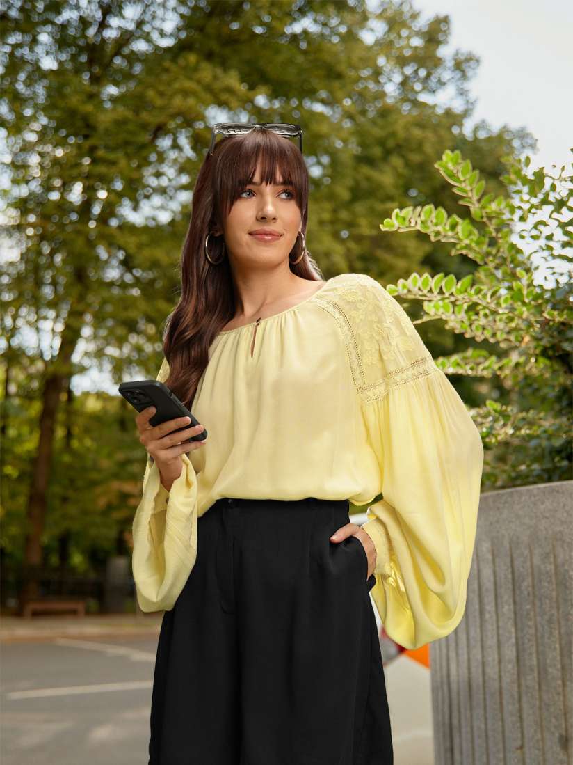 Myntra yellow top discount