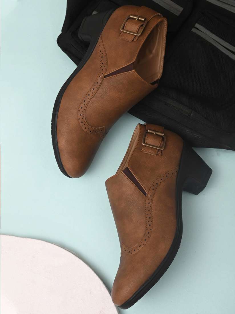 Tan faux leather boots sales