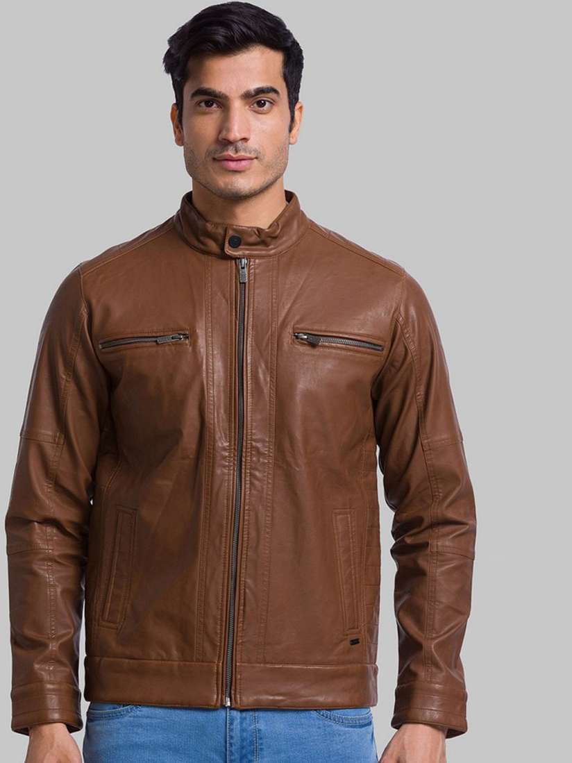 Buy Parx Men Beige Biker Jacket Jackets for Men 20106884 Myntra
