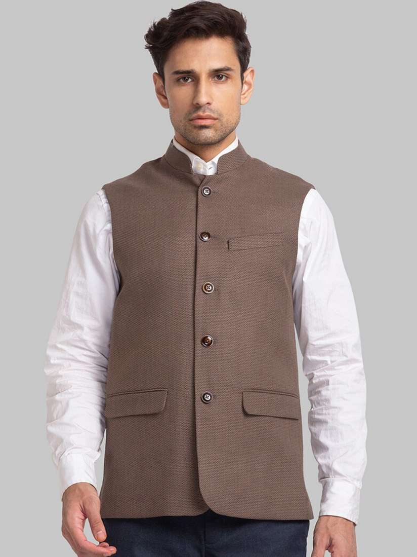 Buy Park Avenue Men Brown Solid Nehru Jacket Nehru Jackets for Men 20106960 Myntra