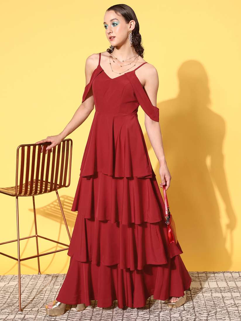 Buy Berrylush Women Lovely Red Solid Ruffled Dress Dresses for Women 20108982 Myntra