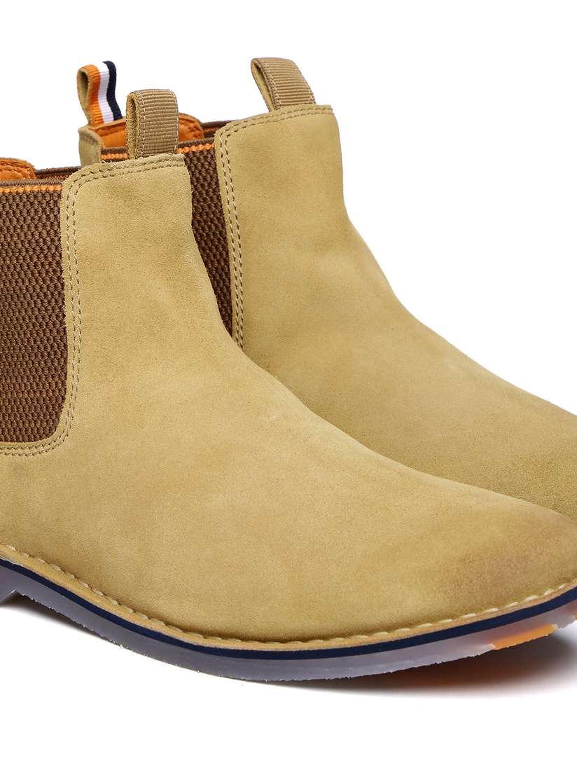 Brown Superdry Suede Boots Superdry Men Tan Solid Suede Mid-Top - Main Image