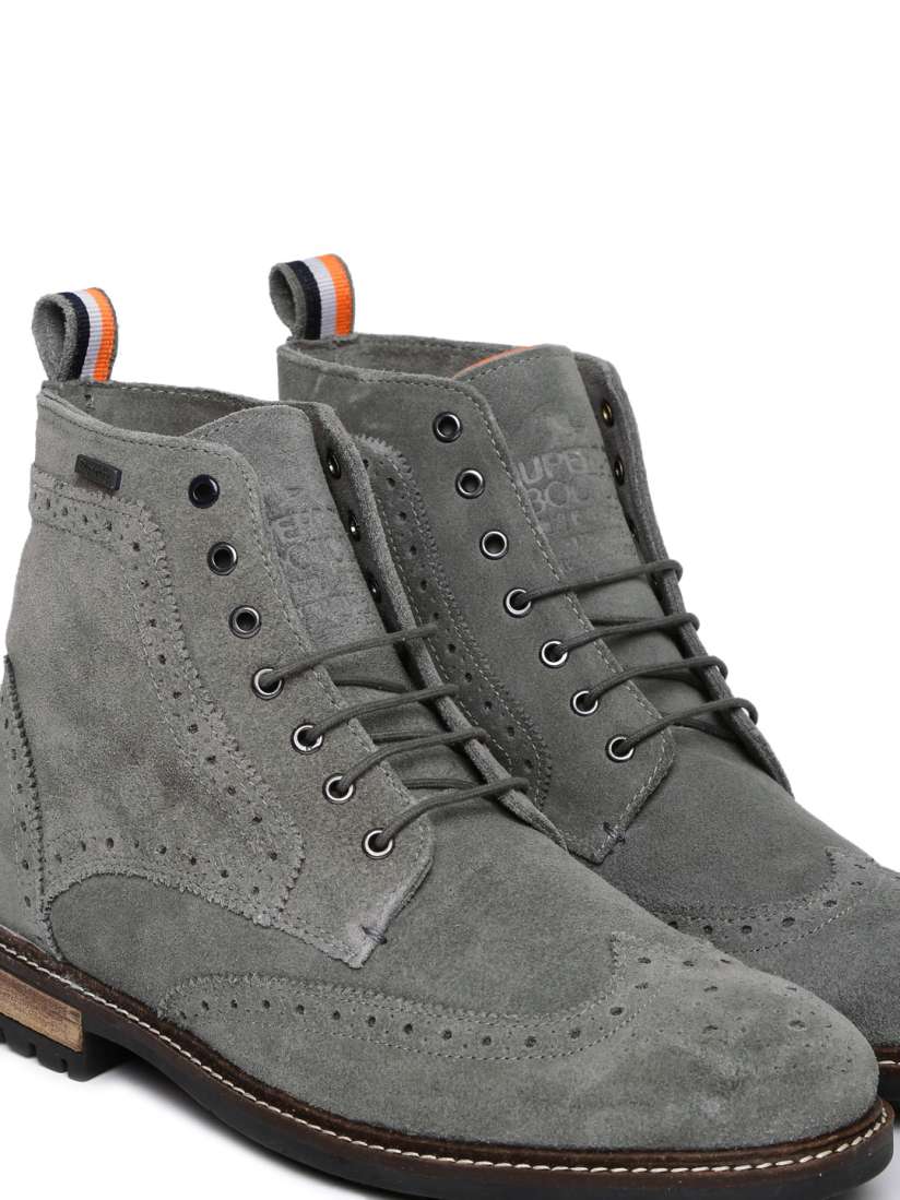 Grey brogue boots clearance