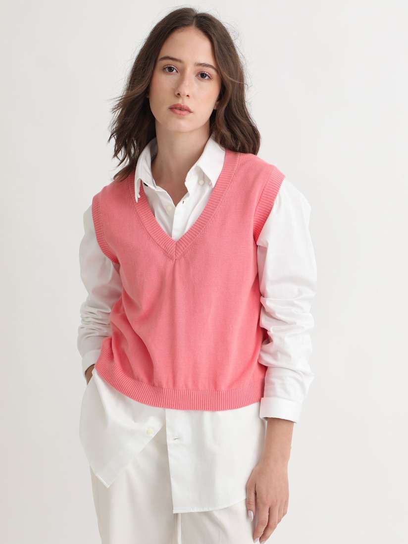 Pink sweater vest womens hotsell