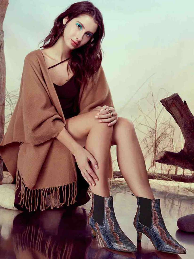 Buy Saint G Snake Print Leather Kitten Heel Ankle Boots Boots for Women 20117626 Myntra