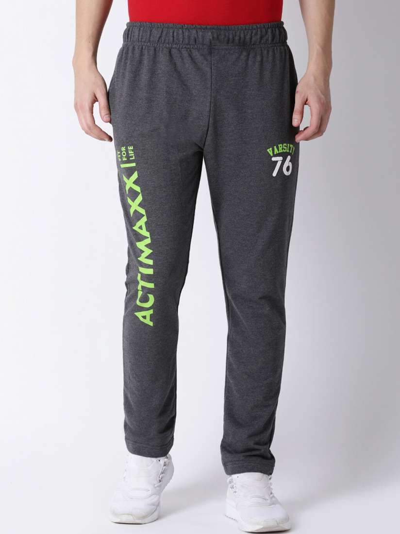Buy ACTIMAXX Men Charcoal Solid Cotton Track Pants Track Pants for Men 20118932 Myntra