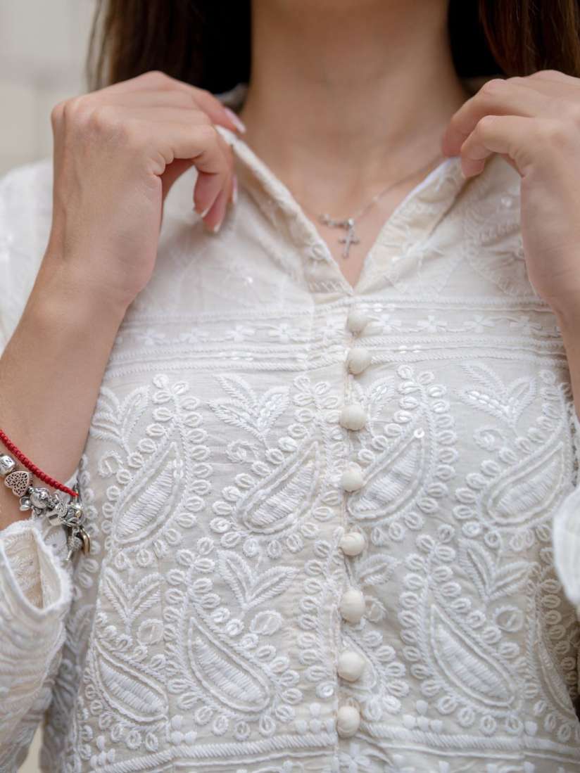 White chicken suit neck design outlet