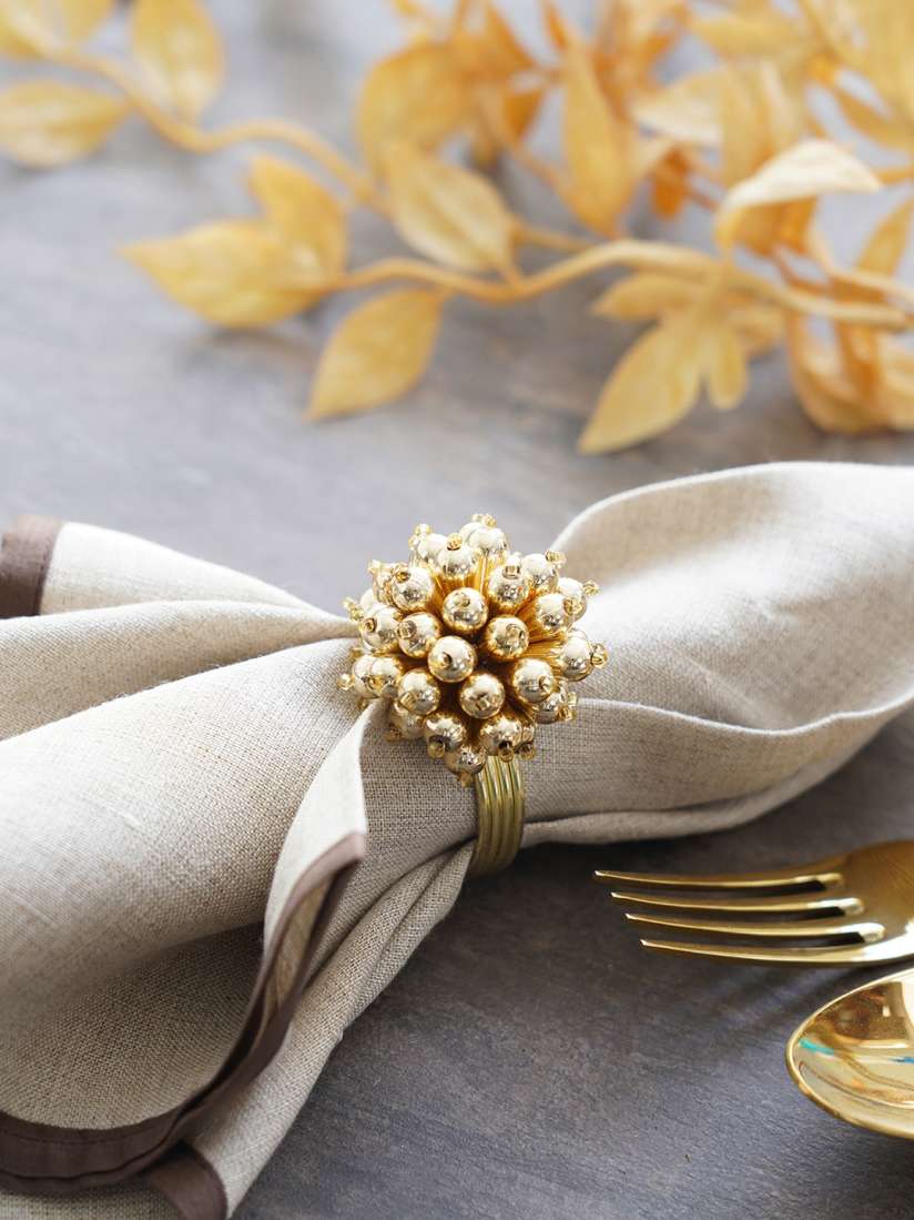 Buy Pure Home and Living Set Of 4 Gold Toned Table Napkin Rings Table Napkins for Unisex 20120698 Myntra