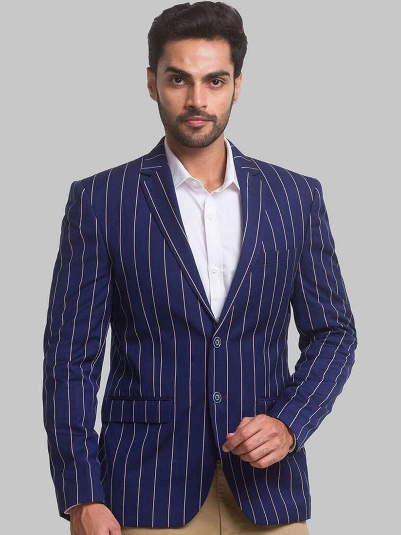 Buy Park Avenue Men Blue Striped Single Breasted Formal Blazer Blazers for Men 20120932 Myntra