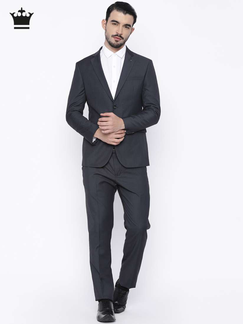 Buy Louis Philippe Charcoal Grey Milano Slim Fit Formal Suit Suits for Men 2012710 Myntra